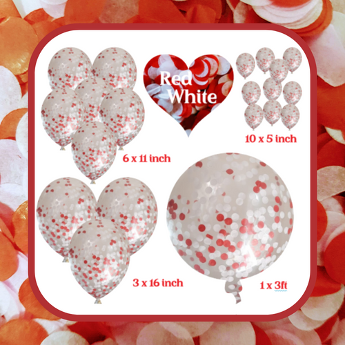 Biodegradable Confetti Filled Football Balloons - Red and White