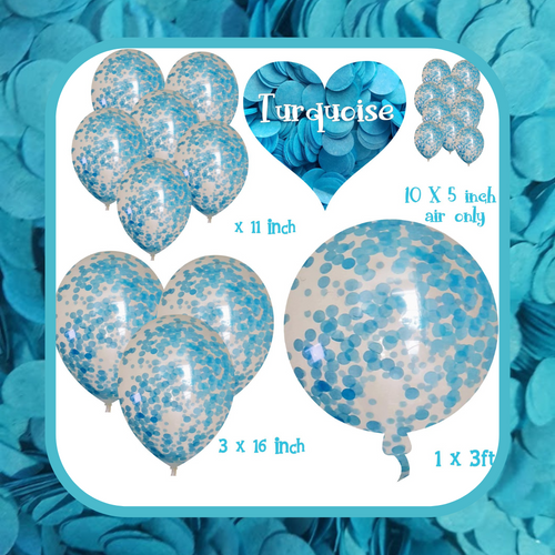 Biodegradable Confetti Filled Balloons - Turquoise Blue