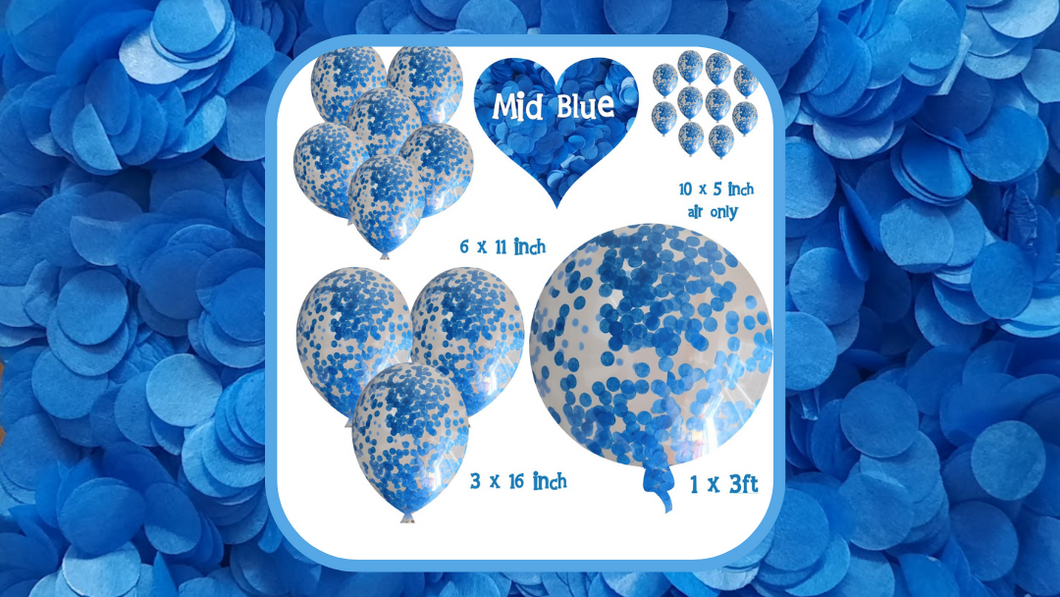 Biodegradable Confetti Filled Balloons - Mid Blue